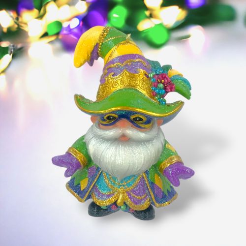 Mardi Gras Santa Gnome Orn